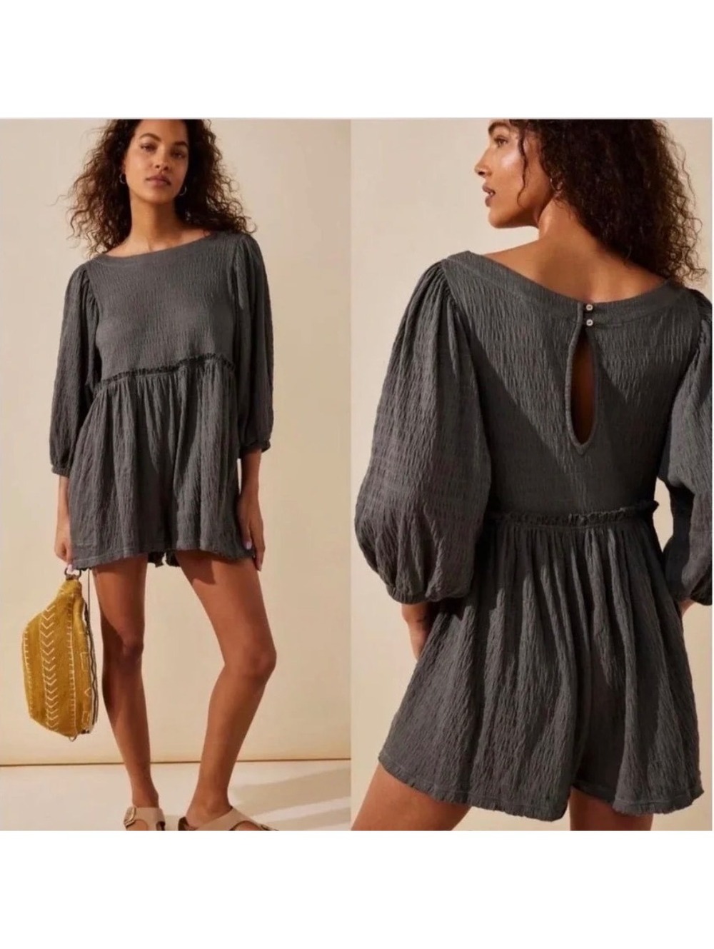 FP Beach Gray XS Romper NWT